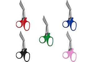 STYVECHALE Utility Scissors, EMT and Trauma Shears, Titanium Bandage Shears Bent Stealth tuff Cut for Nursing Scissor, Students, Emergency Room First AID (5.5", Pink)
