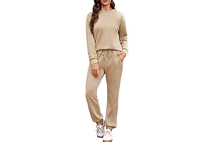 Aottori Tuta Sportiva Donna Completa Due Pezzi Casual Tuta da Ginnastica Felpa Manica Lunga e Pantaloni con Tasche e Coulisse Pigiama Set Autunno Invernale