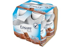 Ensure Plus Supplemento Nutrizionale Ipercalorico con Proteine, privo di Fibre |Formato bevanda| Alimento a fini medici speciali completo e bilanciato | Confezione 4x200ml Gusto Cioccolato