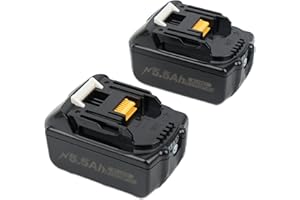 BXOXD Maki-TA - Batería de repuesto para BL1860B, BL1860, BL1830B, BL1840, BL1850, BL1850, BL1850B, BL1815, 2 unidades, 18 V, 5500 mAh