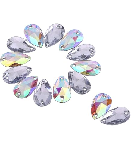 Rhinestone di cucito, Bella di goccia, Flatback della resina con doppi fori, Decorazione artigianale, Multicolore, 200pcs for Accessori moda e craft