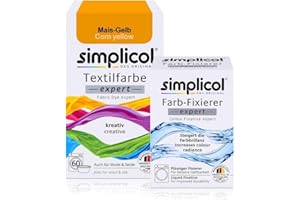 ‎SIMPLICOL simplicol Textilfarbe expert + Farbfixierer Kombipack, Mais-Gelb 1701: Farbe für Waschmaschine oder manuelles Färben
