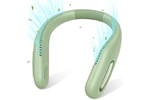 MATEPROX Przenośny wentylator na szyję, ładowanie USB, 3 prędkości 70 wylot powietrza, regulacja poręczny chłodzący pasek na szyję do użytku na zewnątrz, sport, biuro, miętowy zielony