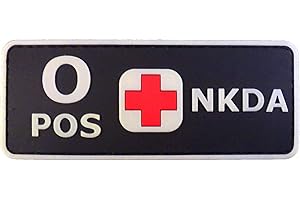 LEGEEON PVC Rubber 3D GITD Touch Fastener Patch Blood Type NKDA Glow in the Dark Combat Tactical GID