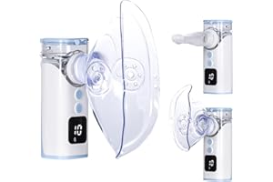 HITHINKMED Aerosol Portatile Silenzioso, Macchina Aerosol Ultrasuoni Adulti e Bambini, Ricaricabile E USB-C con Display Digitale e Funzione di Pulizia Automatica Inalatore (Blu+Bianco)