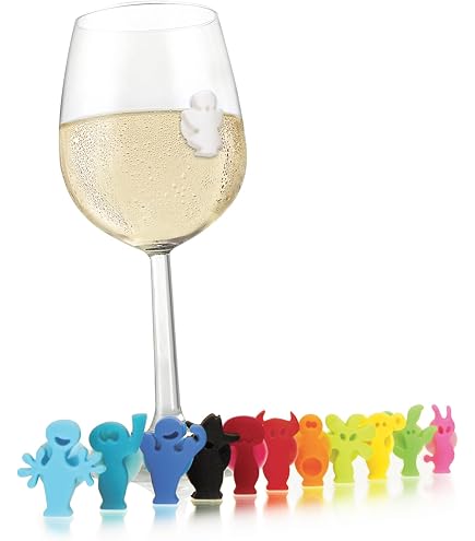 Tatxmalv Segnabicchieri Silicone 48 Pezzi, Segna Bicchieri Calici - Mark Bevande, Marcatori per Bicchieri da Vino per Bicchiere da Cocktail, Bicchiere da Bere, Riutilizzabile