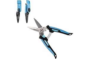 CEERAYZ 7" Notch Cisaille Multi Usage, Ciseaux industriels robustes, Cisaille de jardin pour projets DIY, bureau, lignes de production, avec étui protecteur et support magnétique (Noir Bleu)