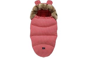 MANYO. Manyo Chanceliere Universelle pour Poussette, Couverture pour Poussette Sac de Couchage Bébé Hiver, Accessoire Poussette Chaises Porte-Bébé (Point d'onde Rouge)