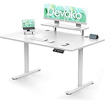 Bureau Ergonomique Domicile FLEXISPOT Bureau Assis-Debout Électrique - Plateau 120x60cm Bois - Tiroir Et USB - Réglage 73.5-118cm Bureau Blanc