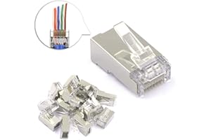 VCE 25 Unidades RJ45 CAT6 Conector Pasante Blindado Niquelado para Cable de Red Cat6 Cat5e para Impresora