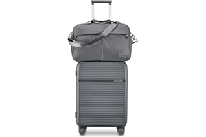 Joyway uegos de Maletas Juego de Maletas rígidas de 2 Piezas con Cerradura TSA La Maleta Trolley Extensible Contiene 1 Bolsa de Viaje Gris