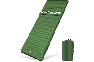 Liggunderlag självuppblåsande Camping, 12 cm tjock luftmadrass med fottryckspump, förhindrar luftförlust, ultralätt, vattentät, utomhus