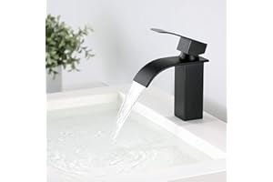 Wasserhahn Bad Schwarz Waschtischarmatur Schwarz - Cecipa Wascharmatur Bad Schwarz aus Edelstahl - Mischbatterie Waschbecken Einhebel Waschtischarmatur Wasserfall - Ares H102B (Kurz)