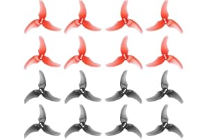 CRAZEPONY 16pcs Emax Avan Rush 2.5 Inch 3 Blade Propeller Tri-Blade Props for Tinyhawk Freestyle Babyhawk R RC Drone FPV Racing MultiRotor Replacement (Transparent Gray + Transparent Red)