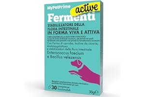 MyPetPrime Fermenti Lattici Cane ACTIVE 30 Cpr Probiotici Digestivi da 6,5 Miliardi con Inulina - Equilibrio Intestinale e Digestione, Ripristino della Flora Batterica, Riduzione di Prurito Cutaneo