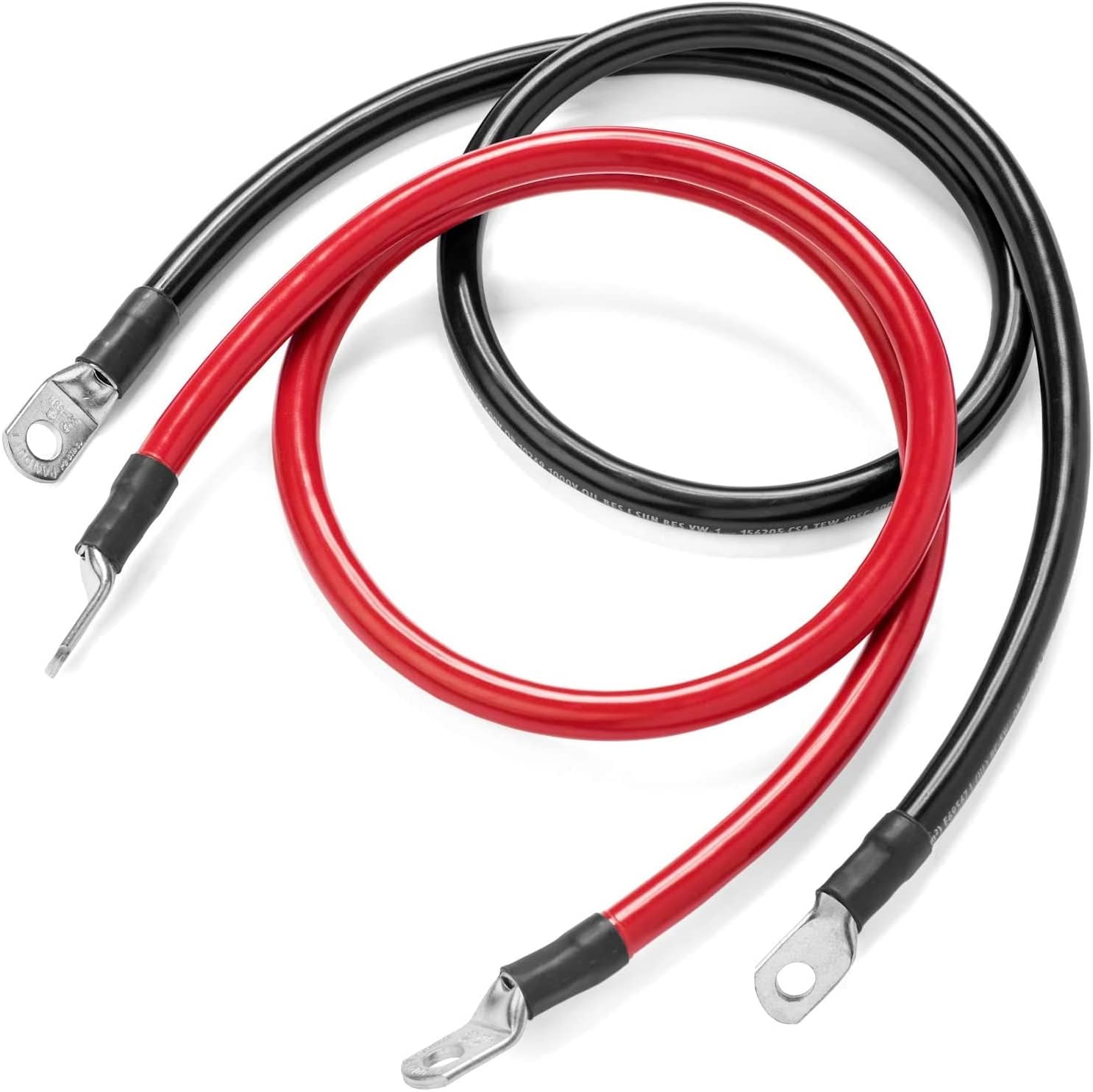 Spartan Power 4 AWG Juego de Cables de la batería - Cable de Calibre Horno (Conjunto pies 1-3/8 ", 3/8 "terminales de Anillo)