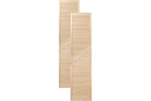 Lamellentür Holztür natur 201,3 x 49,4 cm mit offenen Lamellen für Regale, Schränke, Möbel | Kiefer Holz unbehandelt | Doppel-Paket 2-er Pack