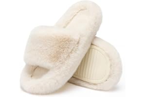 Chantomoo Damen-Hausschuhe Memory-Schaum Haus-und Schlafzimmer-Hausschuhe für Frauen flauschiger Plüsch bequem mit Kunstfell gefüttert Slide-Schuhe Geschenk