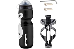 Dawlqawwi portabidones Bicicleta MTB,portabidon Bicicleta,Portabotellas MTB, Kit de hervidor, Botella de Agua de Gran Capacidad con Herramienta de Montaje para Todas Las Bicicletas(Negro)