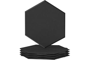 TONOR Lot de 8 panneaux acoustiques hexagonaux autocollants - 25 x 21,7 x 0,5 cm - Avec carrelage mural haute densité - Pour studio, bureau, traitement acoustique et décoration murale - Noir