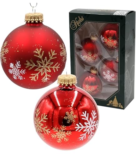 Palline Per Albero Di Natale, In Vetro, Con Foglie Decorative, 100 Mm 6 Pezzi 87185923