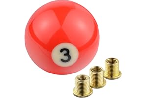 Padaodao Resin Shift Knob Number 3 Billiard Red Ball Gear Knob Lever Stick Shifter for Most Manual Transmission Vehicles SUV Trucks