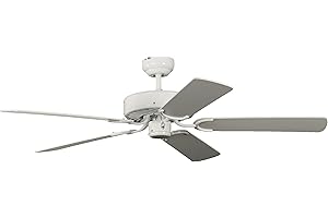Ventilateur de plafond Potkuri de Pepeo sans éclairage, blanc laqué, pâles réversibles blanc / osier, 132 cm