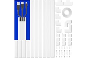 MUDEELA Cable Trunking Kit, 4M Trunking for TV Cables, Self Adhesive Wall Cable Tidy, Cable Management to Hide Wall Mount TV Powers Cords in Home Office, 10X L400mm, W24mm, H14mm, White