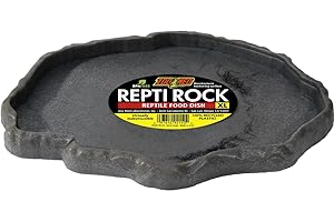 Zoo Med Repti Rock - Mangeoire pour Reptile Terrarium, Ornement d'Aquarium Recyclé Indestructible, Bol Reptile Antibactérien, 32X2,5X24 CM