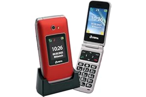 Olympia Vitus 2G Seniorenhandy | Klappbar mit Großtasten | Hörgerätekompatibel | Smartphone für Senioren | Notruftaste & SOS-Funktion | Farbdisplay | Kamera | Taschenlampe | Langlebiger Akku | Rot