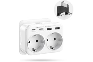 LENCENT Reseadapter Sverige/EU till UK Adapter, Typ G Travel Adapter Plug