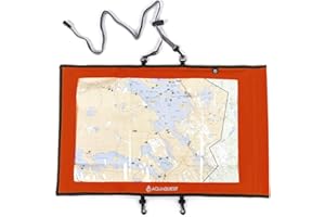 AquaQuest Étui étanche pour Cartes de sentiers – Porte-Documents 100% étanche avec fenêtre Transparente et Cordon – Noir, Bleu, Vert, Jaune ou Orange