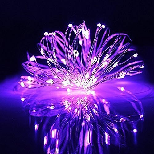 Fairy Light with 100 LEDs, Waterproof Copper Wire Starry String Lights by Battery Operated for Indoor Bedroom &amp; Outdoor Patio Home Garden Wedding Party (33ft/10M, Purple)