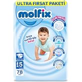 Molfix Diapers 3D Junior 5 Size Monthly Package 78 Pieces, White