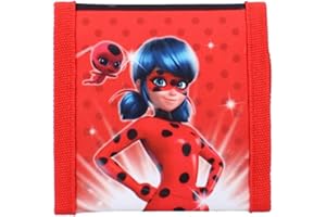 mybagstory - Portefeuille - Porte Monnaie - Miraculous - Rouge - Noir - pour Enfant - Ecole - Maternelle - Garderie - Vacances - 10 cm