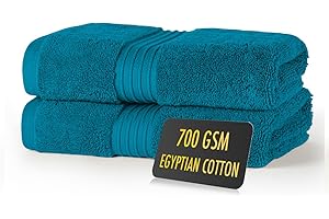 ALSAP Blue Lagoon Hand Towels Pack of 2 - Ultra Soft Super Absorbent 700 GSM Egyptian Cotton Towels - Bathroom Linen Sets - Luxury Hotel Quality Cotton Hand Towels Set Convenient Size 50x85 cm