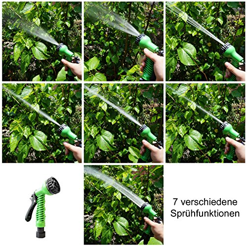 [pro.tec] Gartenschlauch / Wasserschlauch grün 30m flexibel dehnbar – Flexi-Wonder 3/4 Zoll Sprüh-Schlauch praktisch für Haus & Garten – Zauberschlauch zur Gartenbewässerung, Rasenbewässerung - 2