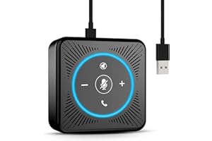 EMEET USB Konferenzlautsprecher - M0 PC Freisprecheinrichtung für 3-5 Personen, 360° Spracherkennung Speakerphone mit 4 AI Mikrofon Arrays, Plug and Play, für Skype, VoIP-Kommunikation PC usw.
