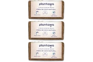 PLANTAWA Fibra de Coco 3 x 10L, Sustrato de Coco, Fibra de Coco Natural, Uso Huerto Urbano, para Plantas, Terrarios, para Orquideas, Compactada
