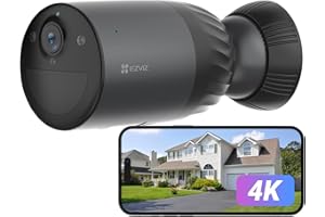 EZVIZ 4K Caméra de Surveillance WiFi Extérieure sans Fil, Autonomie de 10400 mAh, Mode AOV, Détection des Humains/Véhicules, Vision Nocturne Couleur, Défense Active, Audio Bidirectionnel, BC1C 4K