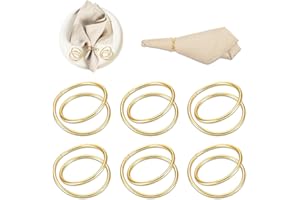 SIRLOMU 6pcs Anneaux de Serviette en Métal Doré pour Noël, Mariage, Fête, Anniversaire Dîner Décoration de Table