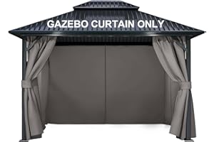 COWVIE 4-Panel 10' x 12' Gazebo Replacement Curtains, Patio Privacy Sidewalls with Double Zipper, Replacement for Outdoor Gazebo Canopy (Curtain Only)