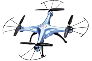 Syma X5hw 2.4g 4ch Rc Quadrocopter Drone (0.3mp Camera HD, sans Fil FPV Echtzeitübertragung, High-Hold, 360° 3D Flips Eversion, Headless-Modus, Construit en 6-Axes Gyro, Éclairage LED ) Bleu