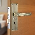 BonKaso Ky1300 Premium Zinc Heavy Duty Safe and Secure Mortise Lever Main Door Lock Set with Door Handle and 2 Keys for Home, Office & Hotel - (Antique Brass) Set of 1