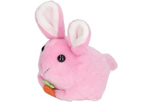 Naroote Doldurulmuş Tavşan Oyuncak, Sevimli Yumuşak Rahat Ince İşçilik Peluş Tavşan Clockwork Oyuncak Dekorasyon Için (PINK)