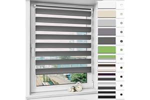 Magiea Store Enrouleur Jour Nuit sans Percage, Rideau Jour Nuit, Protection Solaire, Facile à Installer avec Clips pour Fenêtre ou Porte, Protéger la Vie Privée, 50l x 120L cm, Anthracite