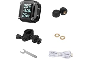 GOOLRC Goolsky Shkalacar TPMS Reifendruck Kontrollsystem Motorrad, Drahtloses USB-Lade für Motorräder mit 2 externen Sensoren, Digitales LCD-Display Zweirädriges