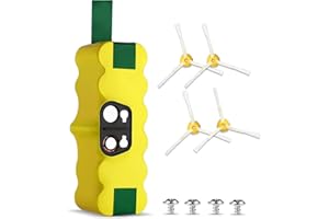 14.4V 5.0Ah Batteria per iRobot Roomba, Powtree Ni-MH Batteria di Ricambio per Roomba R3 500 600 700 800 Serie 510 531 535 540 550 552 560 570 580 595 620 650 660 760 770 780 790 870 900 mit Spazzola