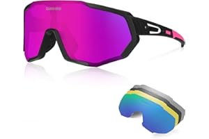 ‎QUESHARK Queshark Sportbrillen Fahrrad Brillen Damen Herren Polarisierte UV400 Schutz mit 5 Wechselgläser Radbrillen für Outdoor-Sport Radfahren Motorradfahren Laufen Angeln Golf