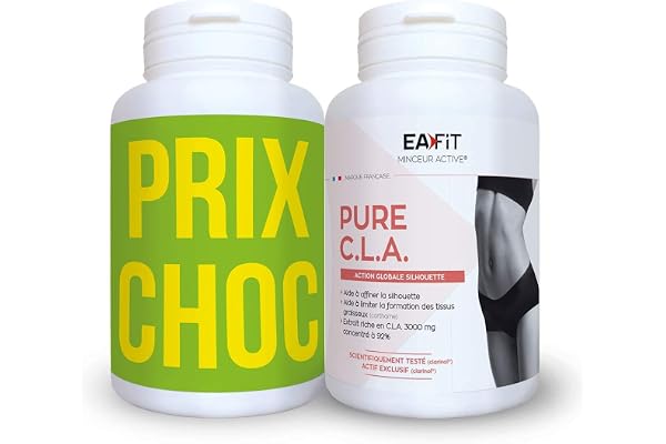 EAFIT MINCEUR - Pure CLA DUO - Brule graisse raffermissant - Aide à affiner la silhouette - Limite la formation des tissus graisseux - Riche en CLA - 2x90 capsules - Complement alimentaire adapté au sport